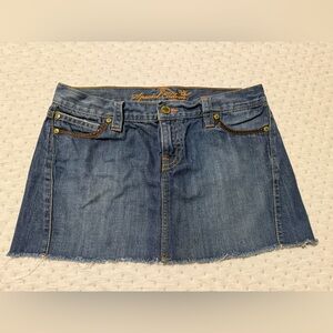Old Navy Special Edition Denim Mini Skirt Size 10 with Leather trim pockets